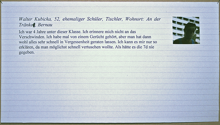 7d/1961- Die verschwundene Klasse ein Projekt von o zwei mit der Kunsthochschule Berlin- Weißensee